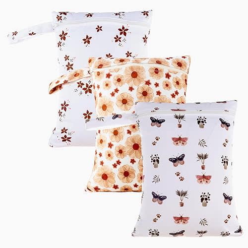 3 Set Wet Bag Storage Bag Waterproof Washable Travel Bags, Beach, Pool, Gym Bag for Swimsuits & Wet Clothes(Flower)