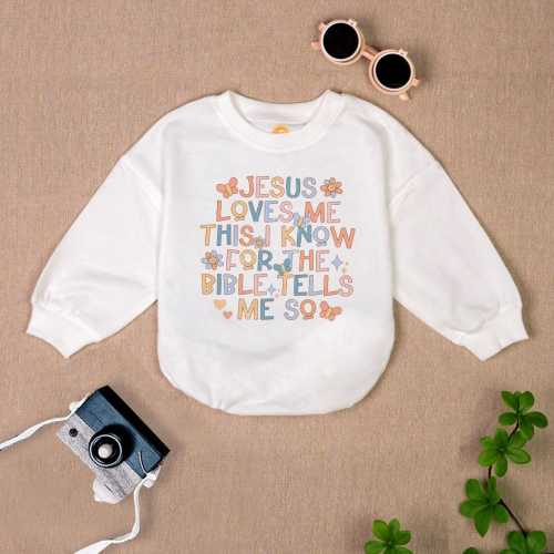 Jesus Loves Me This I Know Baby Outfit, For The Bible Tells Me So Baby Romper, Christian Kids Clothing, Newborn Baby Outfit, Cute Baby Gift