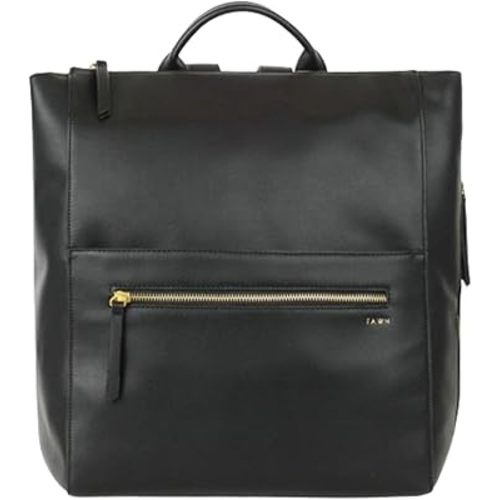 FAWN DESIGN Diaper Bag, Square Faux Leather Diaper Bag Backpack, Adjustable Detachable Straps, 12 Pockets and Laptop Sleeve, Vegan Leather, Large Capacity Baby Bag for Mom, 15 x 12 x 8 inches, Black