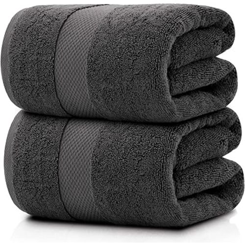 White Classic Luxury Bath Sheets Towels for Adults Extra Large | Highly Absorbent Hotel Collection | 35x70 Inch | 2 Pack (Charcoal Gray)