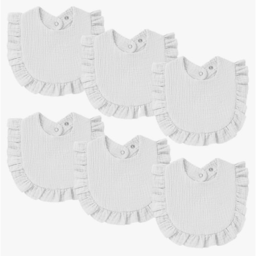 Oiomniv Muslin Baby Bibs, 6-Pack Bandana Drool Bibs Soft Cotton Adjustable Unisex Newborn, Toddler for Drooling Teething