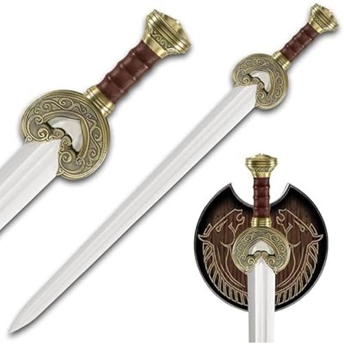 United Cutlery Lord of The Rings Sword of King Theoden | Officially Licensed Herugrim LOTR Replica & Collectible | Display Plaque Included | 27.5" Stainless Steel Blade