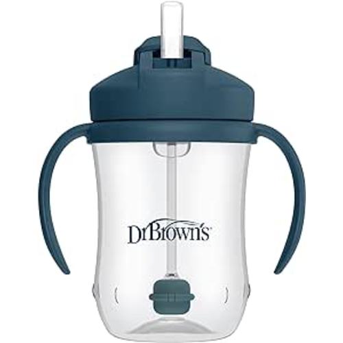 Dr. Brown's Milestones, Baby's First Straw Cup Sippy Cup with Straw, 6m+, 9oz/270ml, Dark Blue, BPA Free