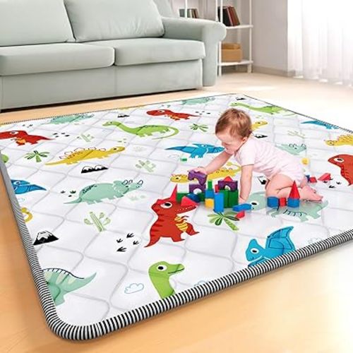 Palopalo Thicken Foam Baby Play Mat for Floor, 50x50 inch Play Mat for Playpen, Soft Padding Playmats for Babies, Toddlers and Infants, Non-Slip and Foldable Baby Crawling Mat, Machine Washable