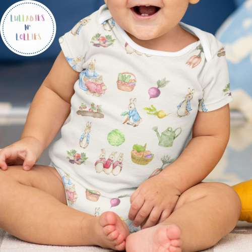 Peter Rabbit Baby Onesie - Soft Bodysuit, Classic Storybook Print, Unisex Newborn & Infant Outfit, Baby Shower Gift, 100% Cotton