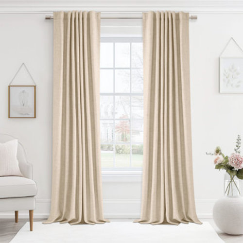 Latitude Run® Cadnite 50" W Thermal 100% Blackout Linen Textured Curtain Panels & Reviews | Wayfair