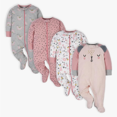 Gerber Baby Girls' 4 Pack Sleep 'N Play Footie