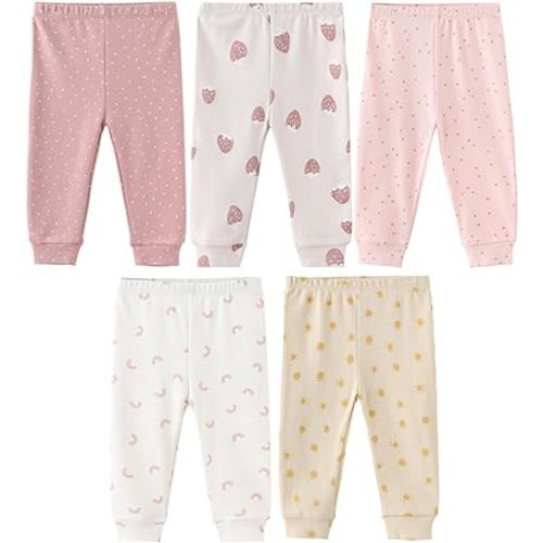 Unisex Baby Boy Girl Pants Sets Cotton Soft Infants Bottoms Casual 5 Pack 0-12 Month Babies' Leggings
