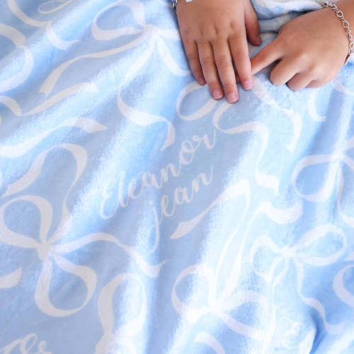 Blue-tiful Bows Personalized Kids Blanket