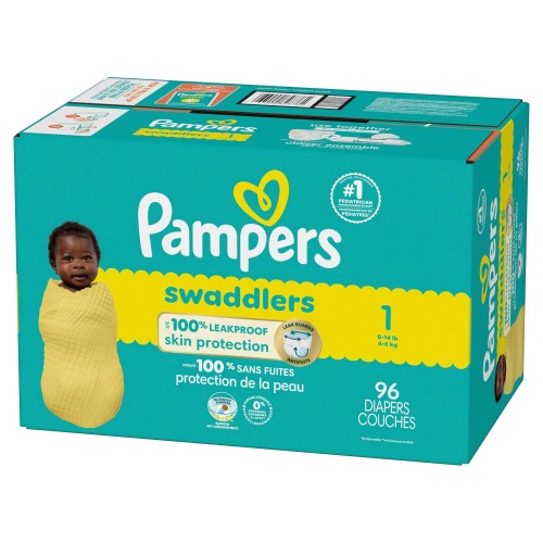 Pampers Swaddler Size 1 Leak-Free Baby Diapers, 96-pc