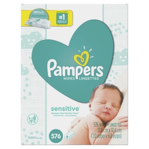 Pampers 9pk Sensitive Baby Wipes Refill - 576ct