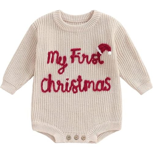 Adobabirl Baby Girl Boy Knitted Sweater Bubble Romper Long Sleeve Jumpsuit Festival Outfit Fall Winter Spring Clothes