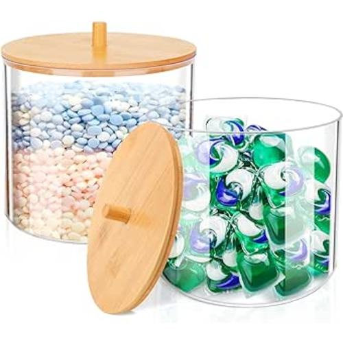 Amazon.com: JYPS 2-Pack Laundry Detergent Pods Container for Organizing, Plastic Laundry Organization and Storage Bathroom Jar Container for Holding Detergent Detergent, Pods, Bath Bombs, Scent Boosters : Health & Household