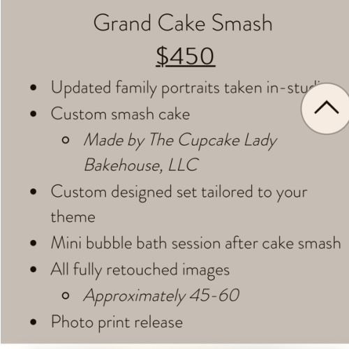 Grand Cake Smash 1st Birthday & Bubble Bath Photoshoot $450
