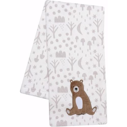 Bedtime Originals Sleepytime Bear White/Brown Soft Fleece Baby Blanket