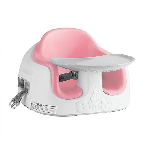 Bumbo Multi Seat 3-in-1 Baby & Toddler Convertible Non-Slip Floor, High Chair, and Booster Seat Combo w/Removable Tray and Buckle Strap, Cradle Pink