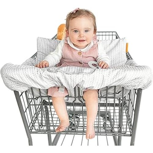 2-in-1 Cushy High Chair Cover and Shopping Cart Cover for Baby, Comfortable Cover for Grocery Cart, Universal Fit Cart Cover for Babies, Includes Storage Pouch - Little Arrows