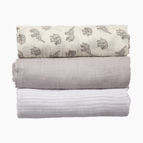 Tiny Kind 3 Pack Organic Muslin Swaddle - Simple Elephant