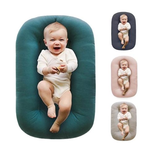 Baby Lounger Pillow for Newborn,100% Cotton Baby Nest Co Sleeping for Baby in Bed,Baby Pillow Lounger 0-24 Months Boys Girls Baby Snuggle(Green)