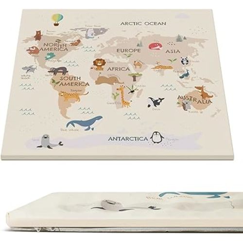 Vegan Leather Baby Play Mat, Wipe-Clean Play Mat for Floor, 50x50 in Thicken Foam Cushioned & Waterproof Playpen Mats for Infants, Kids and Toddlers