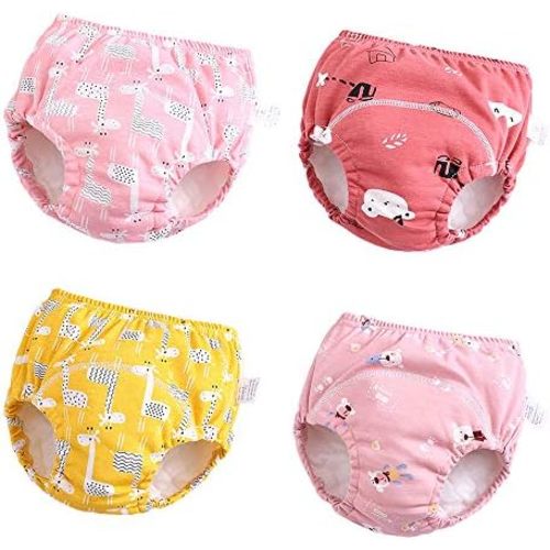 Baby Girls'4 Pack Cotton Training Pants Toddler Potty Training Underwear for Boys and Girls 12M-4T