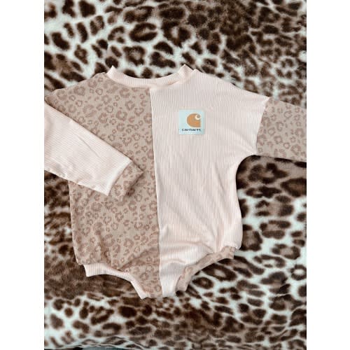 Patched carhartt romper/ toddler clothing/ baby clothing/western / boho / trendy / vintage/ handmade/ custom baby clothes / romper /leotard