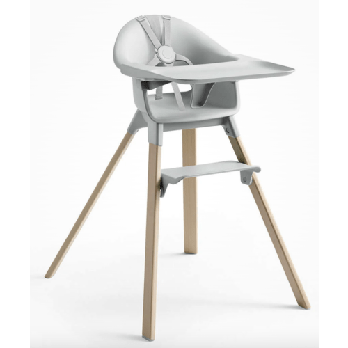 Stokke Clikk High Chair, Cloud Grey - All-in-One High Chair with Tray + Harness - Light, Durable & Travel Friendly - Ergonomic with Adjustable Features
