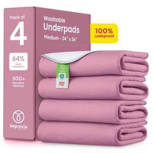 IMPROVIA® Washable Underpads 34”x36”, Heavy Absorbency Waterproof Incontinence Pads for Kids, Adults & Pets – Protects Bed, Couch, Sofa & Floor