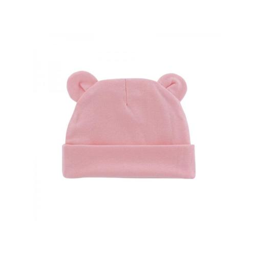 Alvage Newborn Hospital Hat 0-12Months Preemie Boys Girls Beanie Solid Infant Baby Ears Bonnet Infant Cotton Hats 1pc - Pink