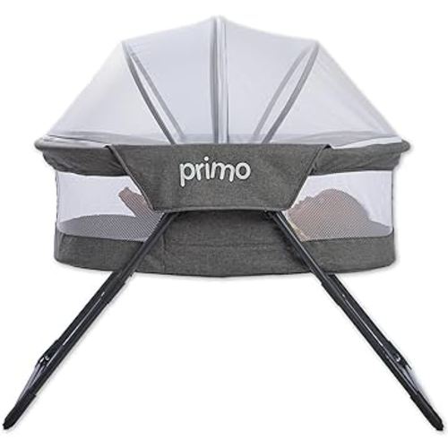 Cocoon Deluxe Folding Travel Bassinet (Heather Gray) - Lightweight Baby Bed and Portable Bassinet with Removable Mesh Canopy, Perfect Travel Crib & Bedside for Baby, Includes Carrying Tote Bag