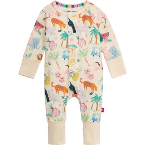Wanderlust Travel Print Magnetic Convertible Romper, 3-6M
