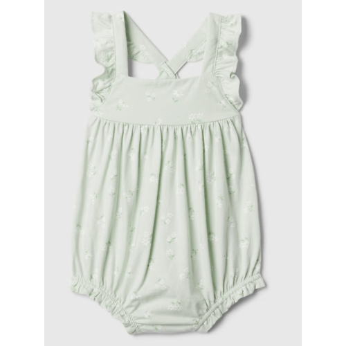 Baby Ruffle Shorty One-Piece in soft mint green, size: 0-3 M