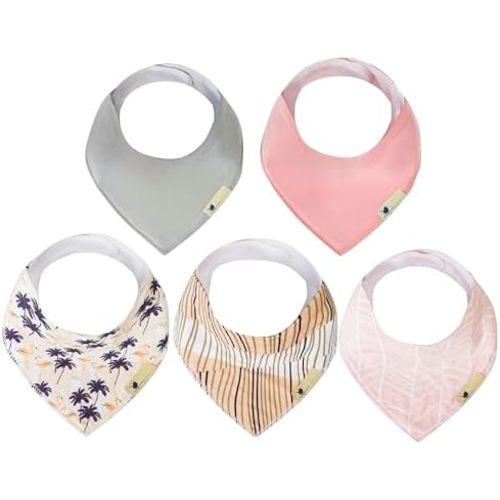 Blue Wren Magnetic Bandana Drool Bibs 5-pack - Magnetic Closure Baby Bibs - Safe, Easy, Chic Teething Bib
