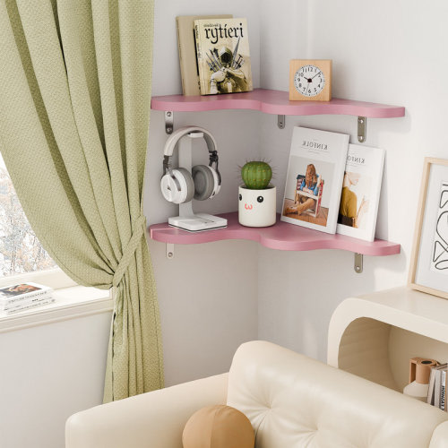Hokku Designs Cute Cloud Shelves, Wavy Floating Corner Shelf, Cloud Corner Wall Shelves With Brackets, Cute Wall Shelves For Nursery Decor, Corner Shelves For Bedroom,living Room,bathroom&home Decor | Wayfair