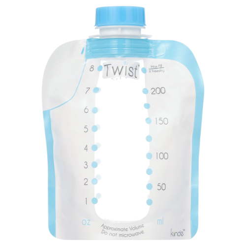 Kiinde Twist Pouch Direct-Pump Direct-Feed Twist Cap Breast Milk Storage Bags for Pumping, Freezing, Heating and Feeding, Pre-Sterilized, 8 Ounce, pack of 40