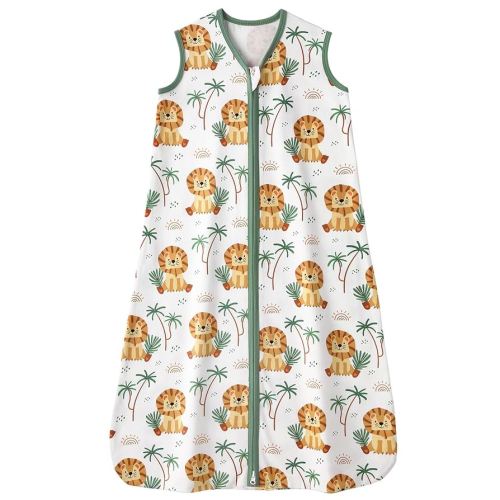Baby Sleep Sack 12-18 months, 100% Cotton Sleep Sack for Newborn, Wearable Blanket Baby, 0.5 Tog Lightweight Double Zipper Sleeping Bag Lion 1 Pack