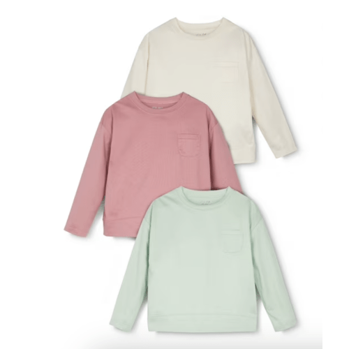Little Star Organic Toddler Girl 3 Pk Long Sleeve Tees, Size 12 Months - 5T
