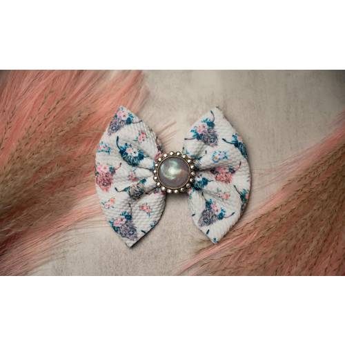 Pastel cow bows, toddler girl bows, 5 inch bows, western wear, boutique style bows, southern glitz bows, big hair bows, little girl bows
