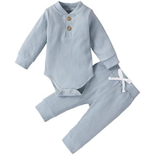 One opening Toddler Baby Boy Girl Clothes Outfits Ribbed Long Sleeve Pullover Sweatshirts Pants Newborn Girl Outfit Set