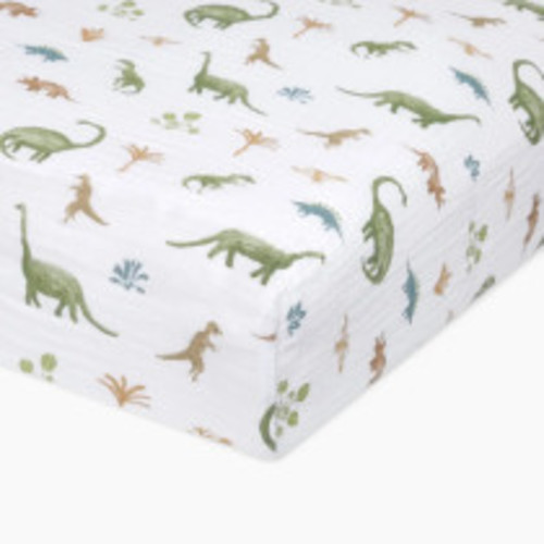 Aden + Anais Essentials Cotton Muslin Crib Sheet - Dino Jungle