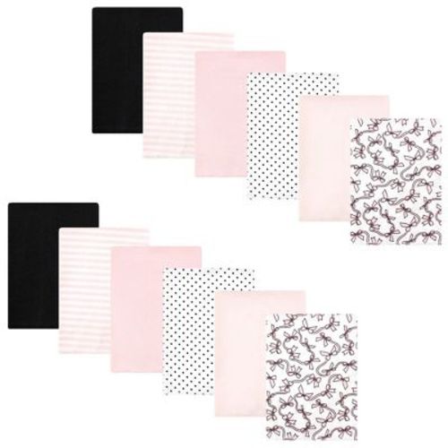 Hudson Baby Infant Girl Cotton Flannel Burp Cloths Bundle, Pink Bows, One Size