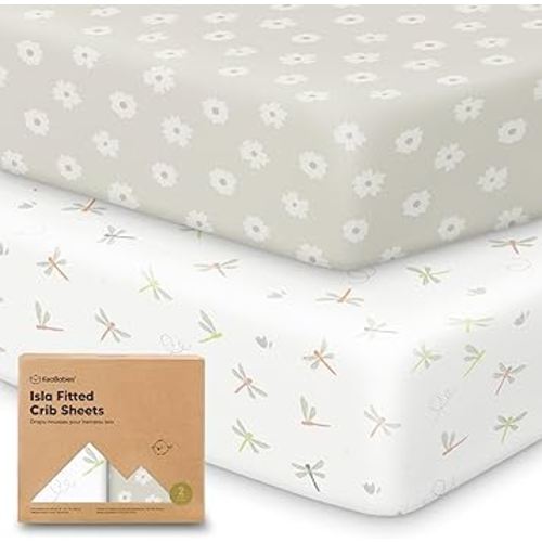 2-Pack Crib Sheets for Boys, Girls - Viscose Derived from Bamboo Fitted Crib Sheet, Baby Crib Sheets Neutral, Crib Mattress Sheet, Toddler Bed Sheets, Baby Sheets for Crib Fitted Sheets (Meadow)