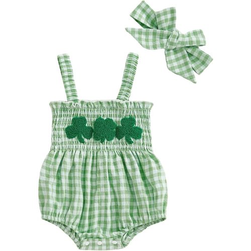 Kuriozud Valentines Day Outfit Baby Girl Bubble Romper Spaghetti Strap Onesie My First/1st Valentines Day Clothes Clothing