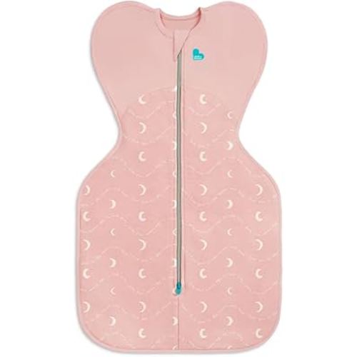 Love to Dream Swaddle UP, Baby Sleep Sack, Self-Soothing, Longer Sleep, Snug Fit Helps Calm Startle Reflex, New Born Essentials for Baby, Suitable for All Seasons, 8-13 lbs, Pink Moon Back
