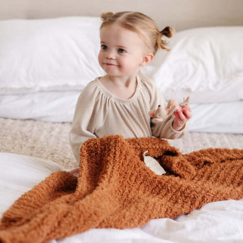 Ginger Ribbed Bamboni Receiving Blanket – Saranoni
