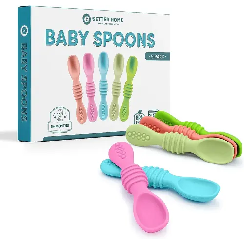 2 Sets Lilow Silicone Baby Feeding Set Including Baby Utensils 6- 12 Months