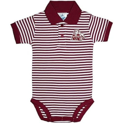 Creative Knitwear Mississippi State Bulldogs Newborn Infant Baby Striped Polo Bodysuit