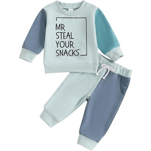 Toddler Baby Boy Fall Outfit Crewneck Long Sleeve Sweatshirt Tops Elastic Pants Jogger Cute Newborn Winter Clolthes Set