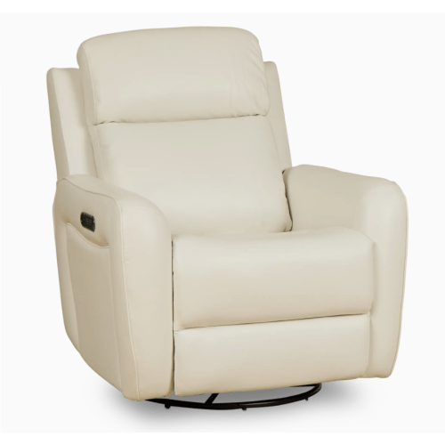 Julian White Lthr/vinyl Power Swivel Glider Recliner- White