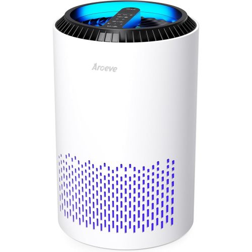 AROEVE Air Purifiers for Bedroom Home, Air Purifier For Smoke Pollen Dander Hair Smell Air Cleaner with Sleep Mode Speed Control For Bedroom Office, MK01- White(Available for California)